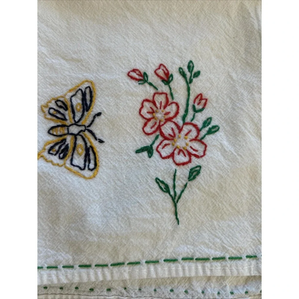 Vintage Hand, Embroidered Tea Towels, Chickens, Birds, Butterfly Toilet‎ Paper